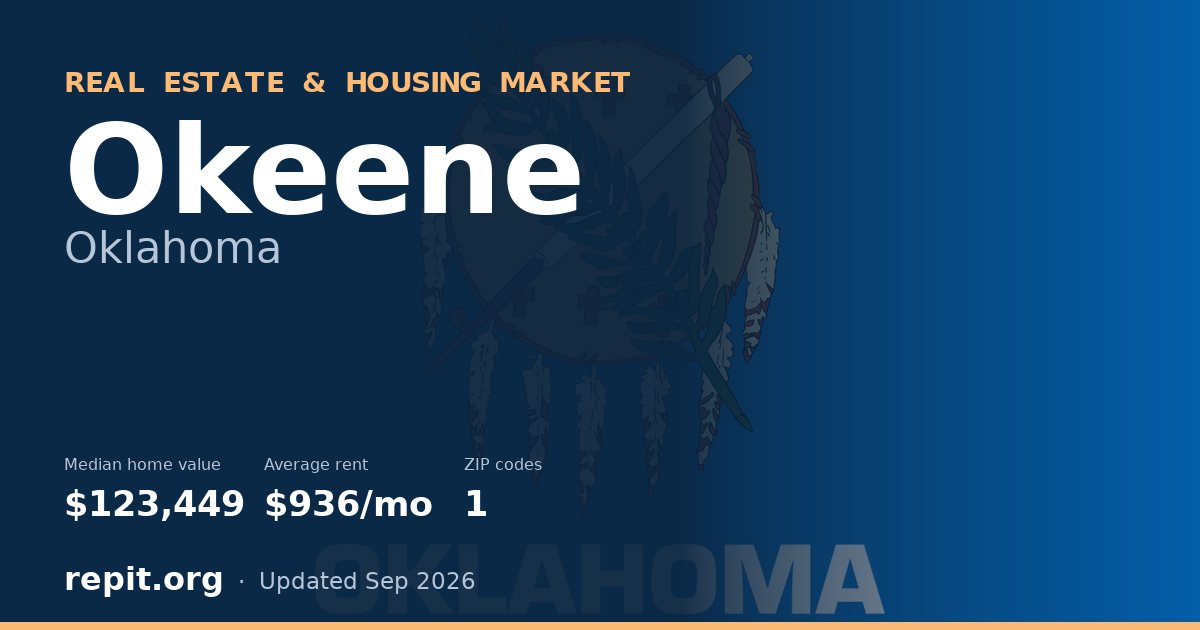 Okeene, OK real estate and housing market — median home value $123,449, average rent $936/mo, 1 ZIP code