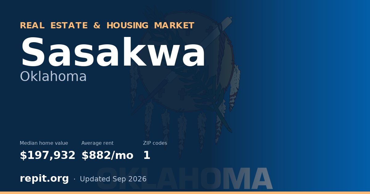 Sasakwa, OK real estate and housing market — median home value $197,932, average rent $882/mo, 1 ZIP code