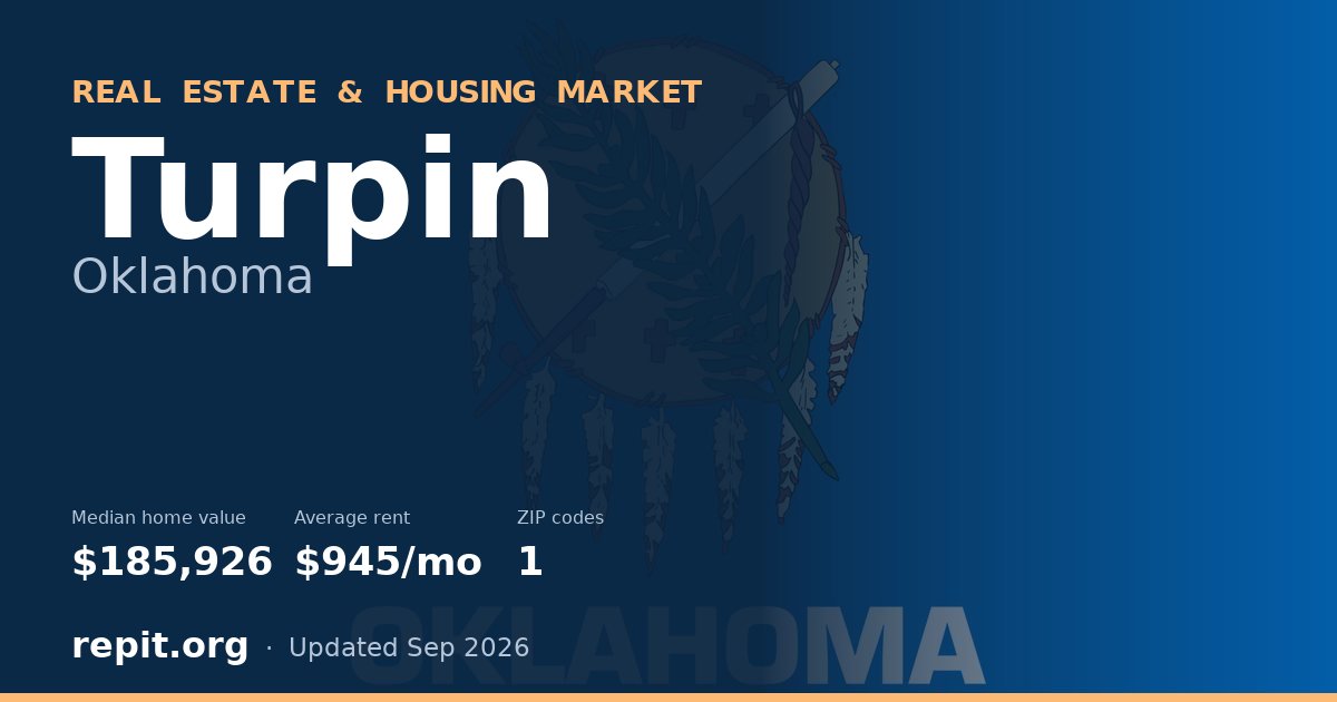 Turpin, OK real estate and housing market — median home value $185,926, average rent $945/mo, 1 ZIP code