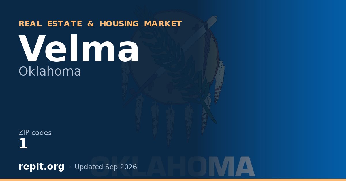 Velma, OK real estate and housing market — 1 ZIP code