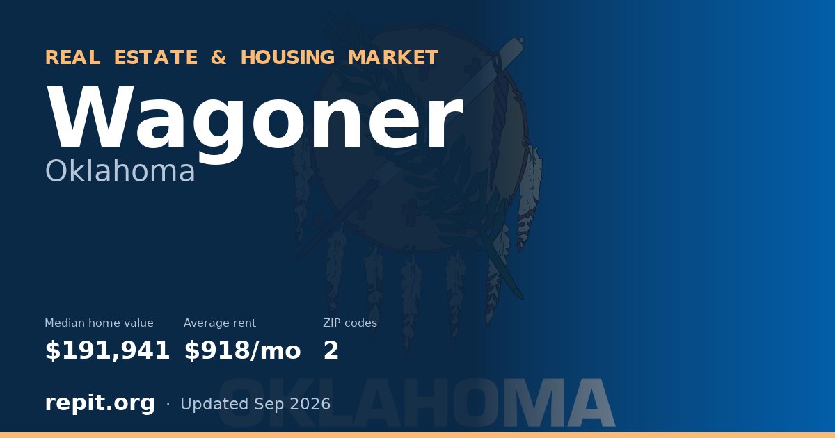 Wagoner, OK real estate and housing market — median home value $191,941, average rent $918/mo, 2 ZIP codes