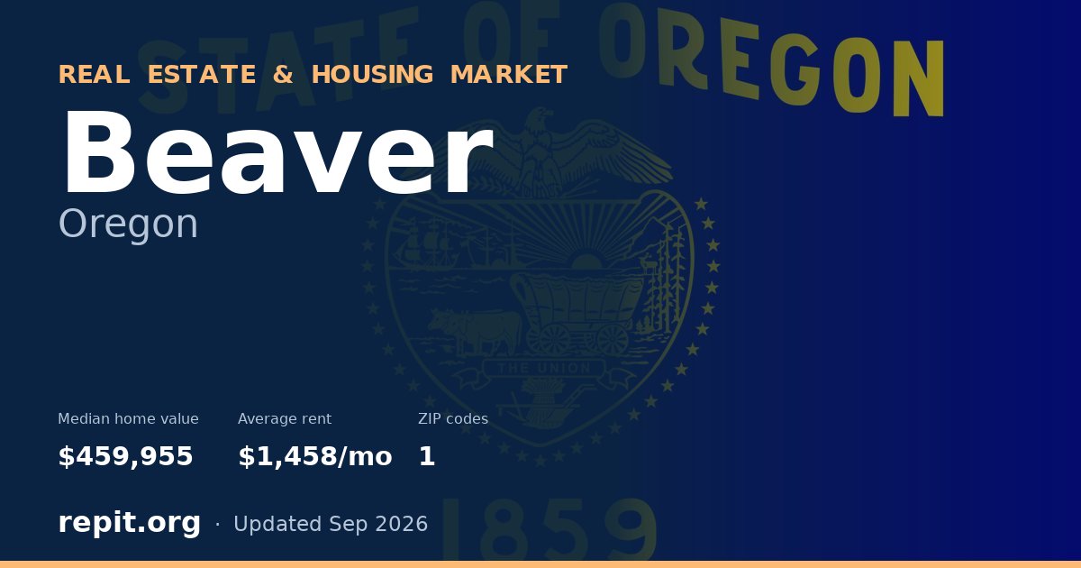 Beaver, OR real estate and housing market — median home value $459,955, average rent $1,458/mo, 1 ZIP code