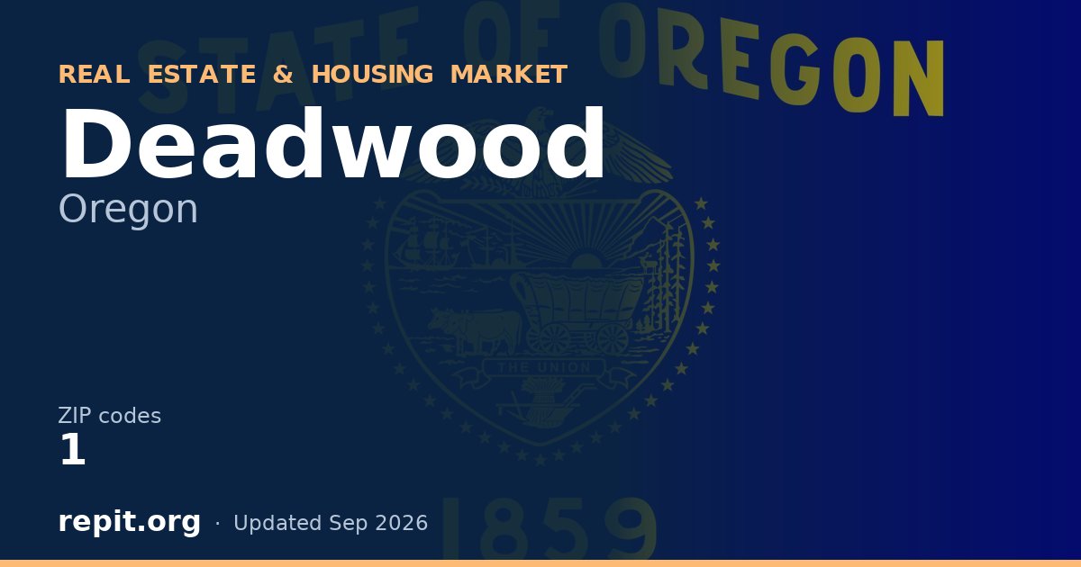 Deadwood, OR real estate and housing market — 1 ZIP code