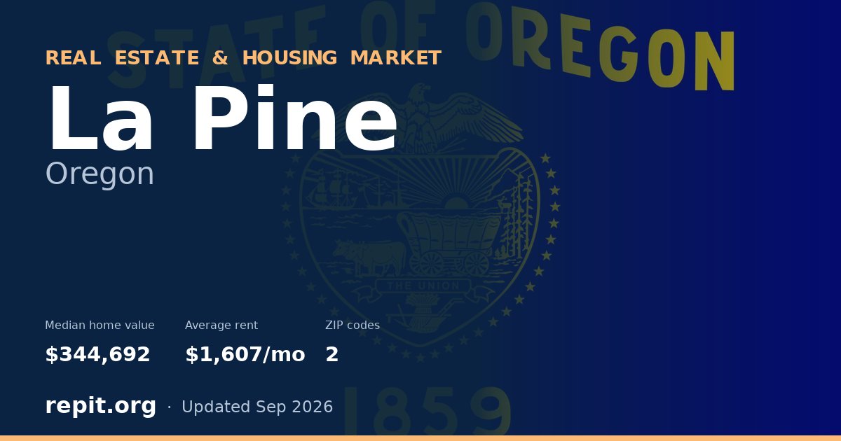 La Pine, OR real estate and housing market — median home value $344,692, average rent $1,607/mo, 2 ZIP codes