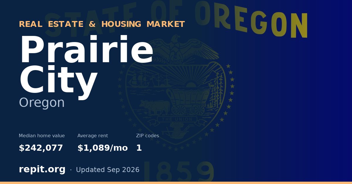 Prairie City, OR real estate and housing market — median home value $242,077, average rent $1,089/mo, 1 ZIP code