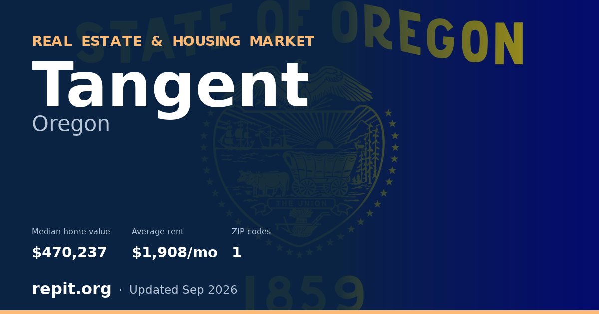 Tangent, OR real estate and housing market — median home value $470,237, average rent $1,908/mo, 1 ZIP code