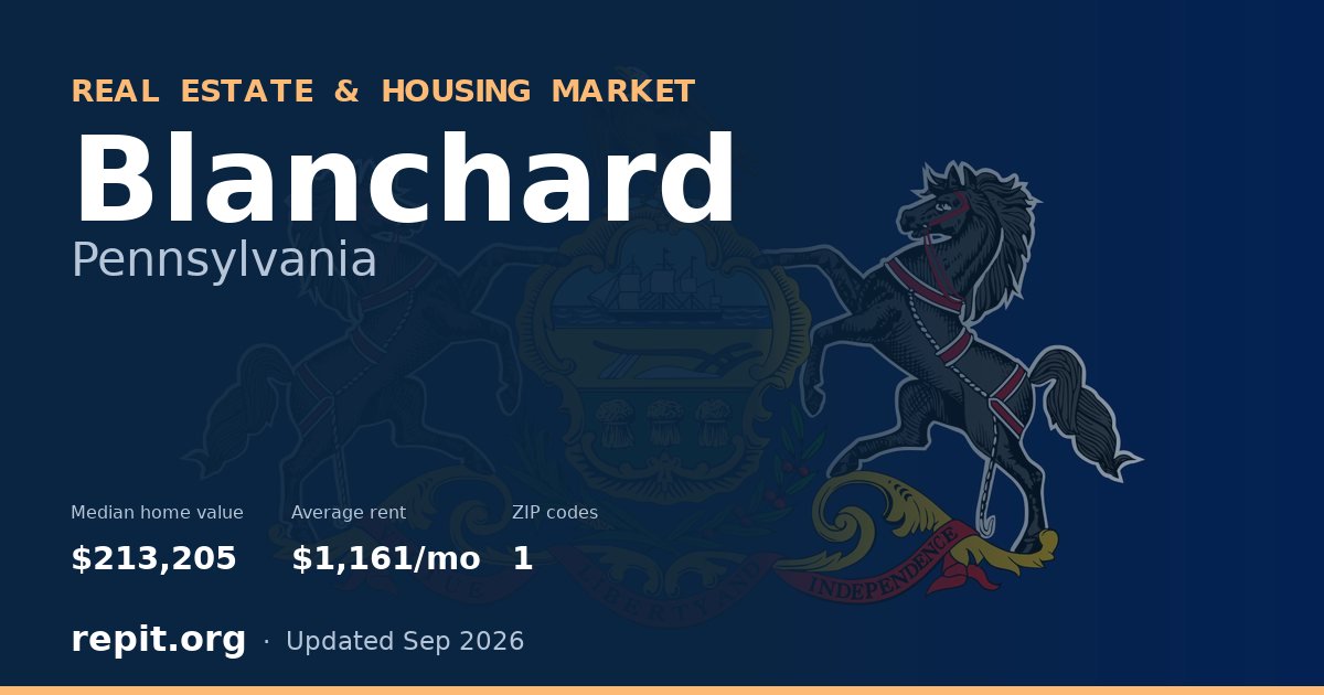 Blanchard, PA real estate and housing market — median home value $213,205, average rent $1,161/mo, 1 ZIP code