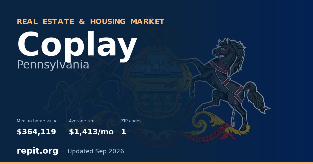 Coplay, PA real estate and housing market — median home value $364,119, average rent $1,413/mo, 1 ZIP code