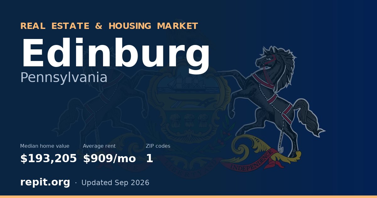 Edinburg, PA real estate and housing market — median home value $193,205, average rent $909/mo, 1 ZIP code