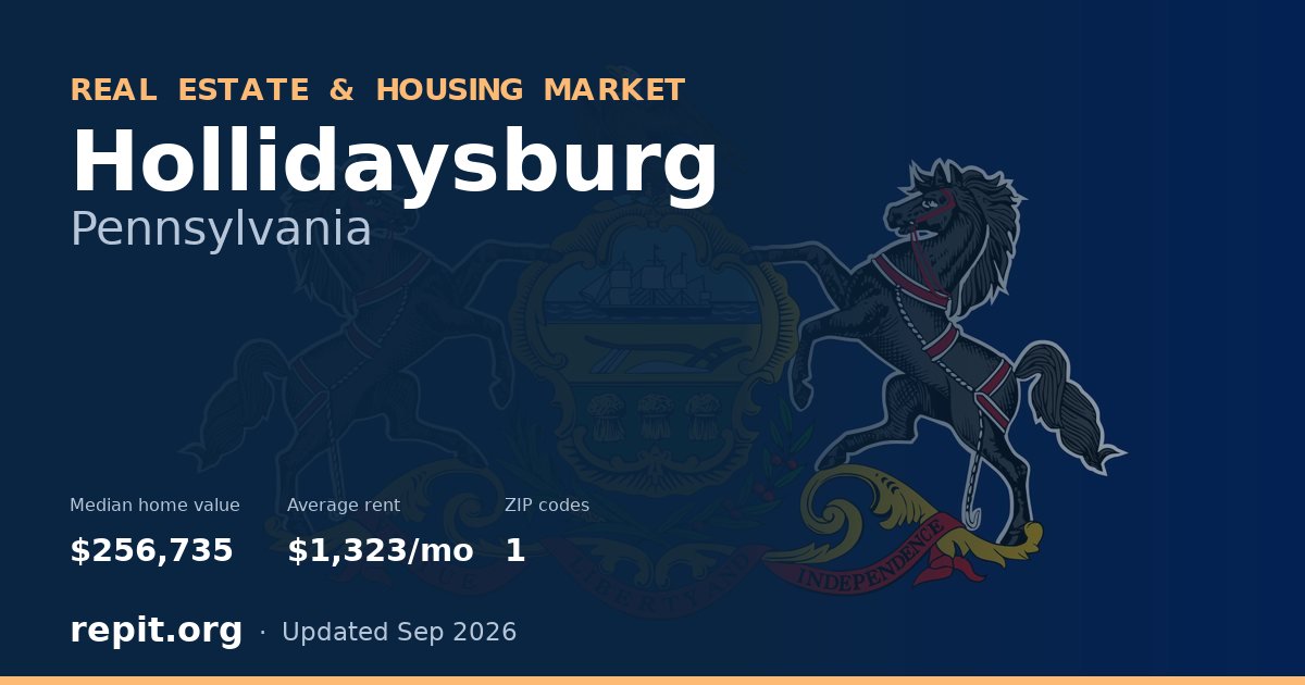 Hollidaysburg, PA real estate and housing market — median home value $256,735, average rent $1,323/mo, 1 ZIP code