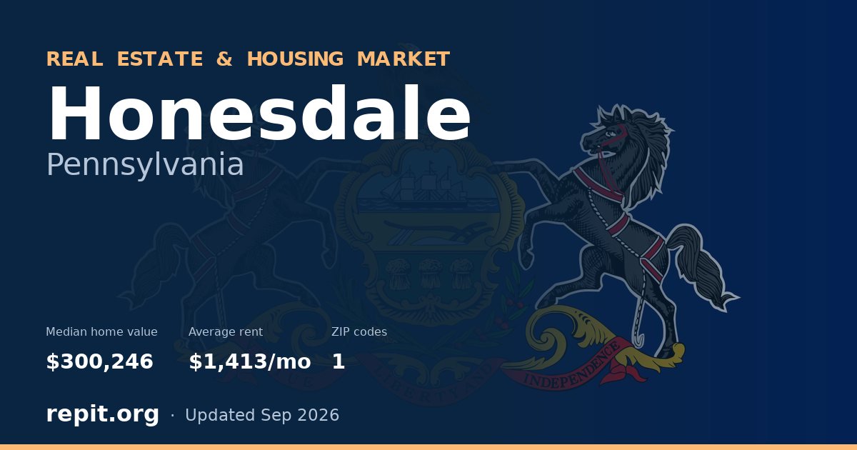 Honesdale, PA real estate and housing market — median home value $300,246, average rent $1,413/mo, 1 ZIP code