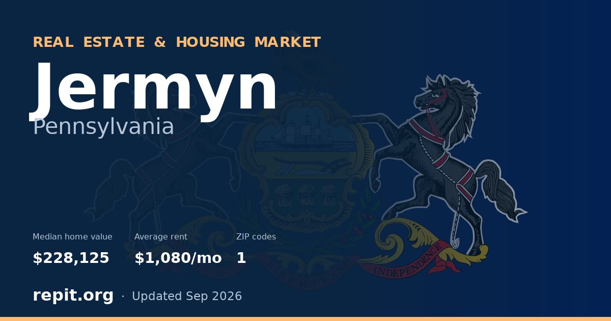 Jermyn, PA real estate and housing market — median home value $228,125, average rent $1,080/mo, 1 ZIP code