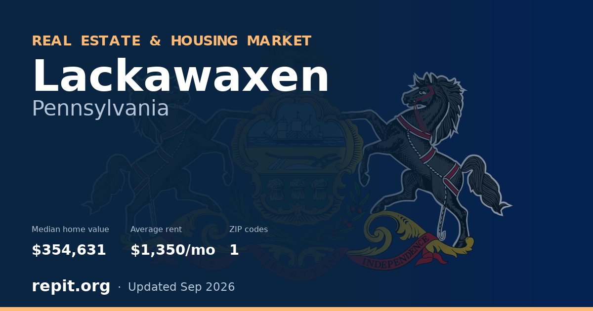 Lackawaxen, PA real estate and housing market — median home value $354,631, average rent $1,350/mo, 1 ZIP code