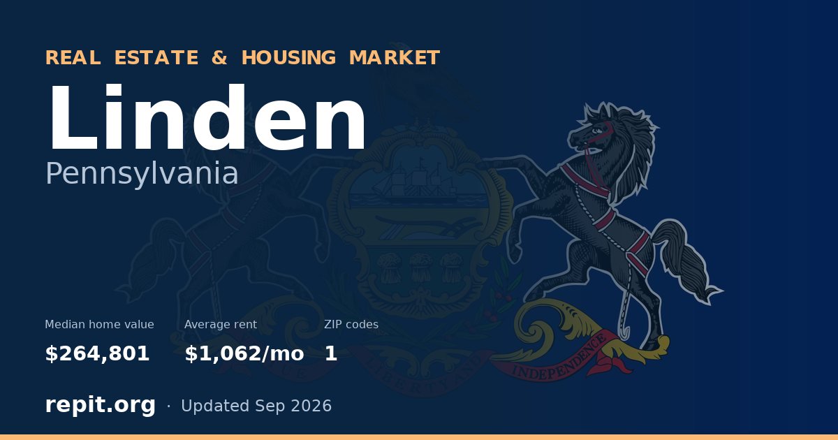 Linden, PA real estate and housing market — median home value $264,801, average rent $1,062/mo, 1 ZIP code