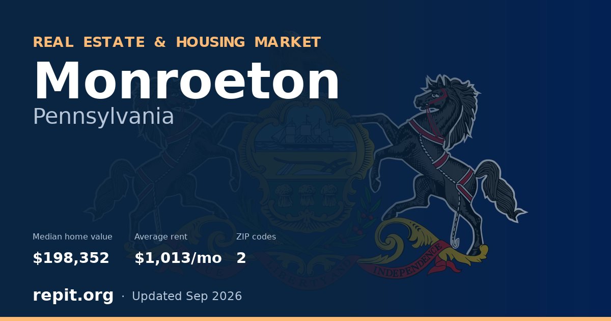 Monroeton, PA real estate and housing market — median home value $198,352, average rent $1,013/mo, 2 ZIP codes