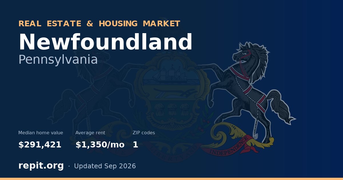Newfoundland, PA real estate and housing market — median home value $291,421, average rent $1,350/mo, 1 ZIP code