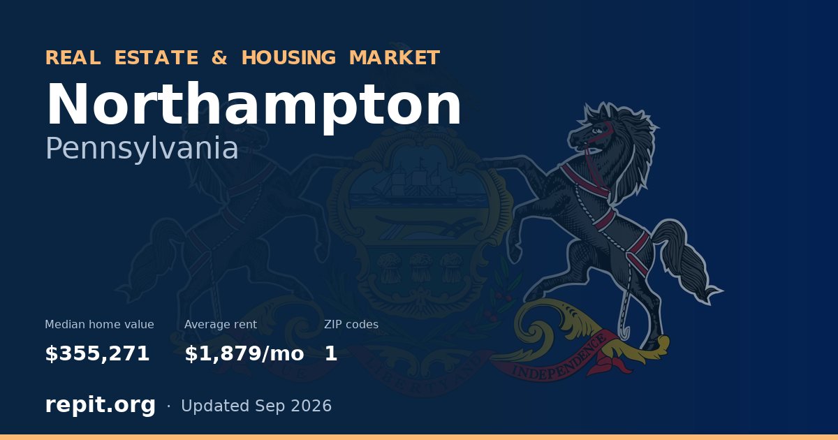 Northampton, PA real estate and housing market — median home value $355,271, average rent $1,879/mo, 1 ZIP code
