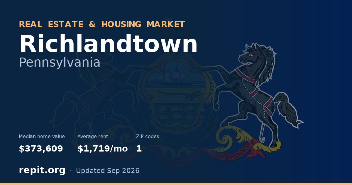 Richlandtown, PA real estate and housing market — median home value $373,609, average rent $1,719/mo, 1 ZIP code