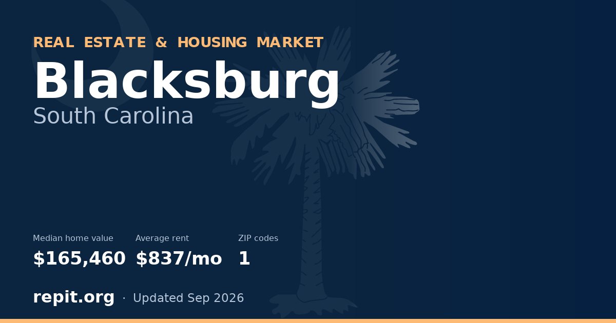 Blacksburg, SC real estate and housing market — median home value $165,460, average rent $837/mo, 1 ZIP code