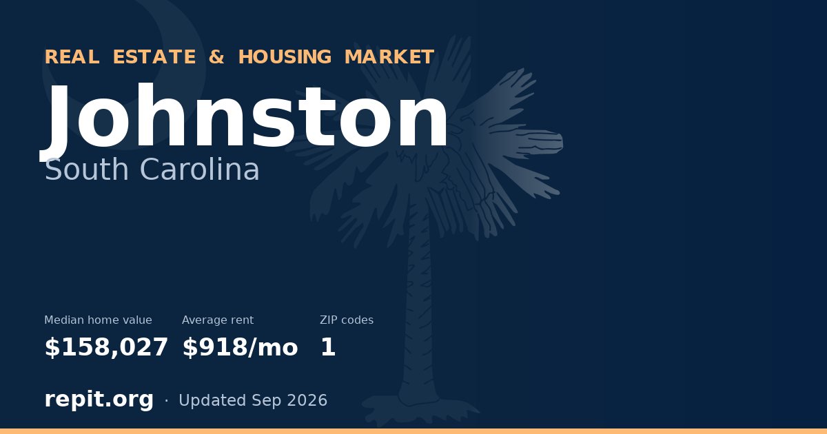 Johnston, SC real estate and housing market — median home value $158,027, average rent $918/mo, 1 ZIP code