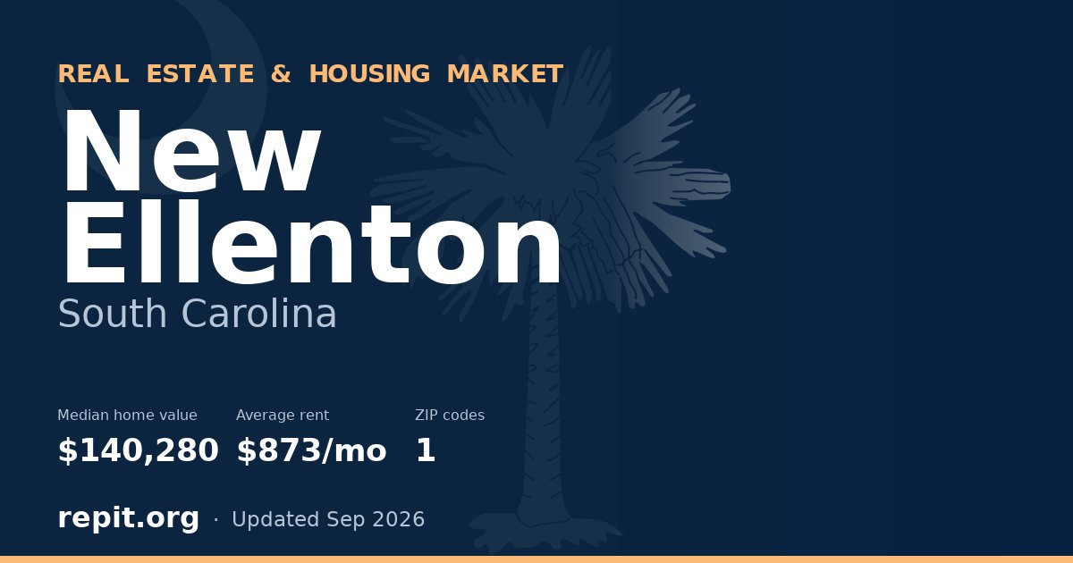 New Ellenton, SC real estate and housing market — median home value $140,280, average rent $873/mo, 1 ZIP code