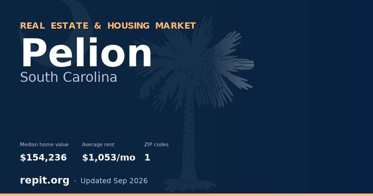 Pelion, SC real estate and housing market — median home value $154,236, average rent $1,053/mo, 1 ZIP code