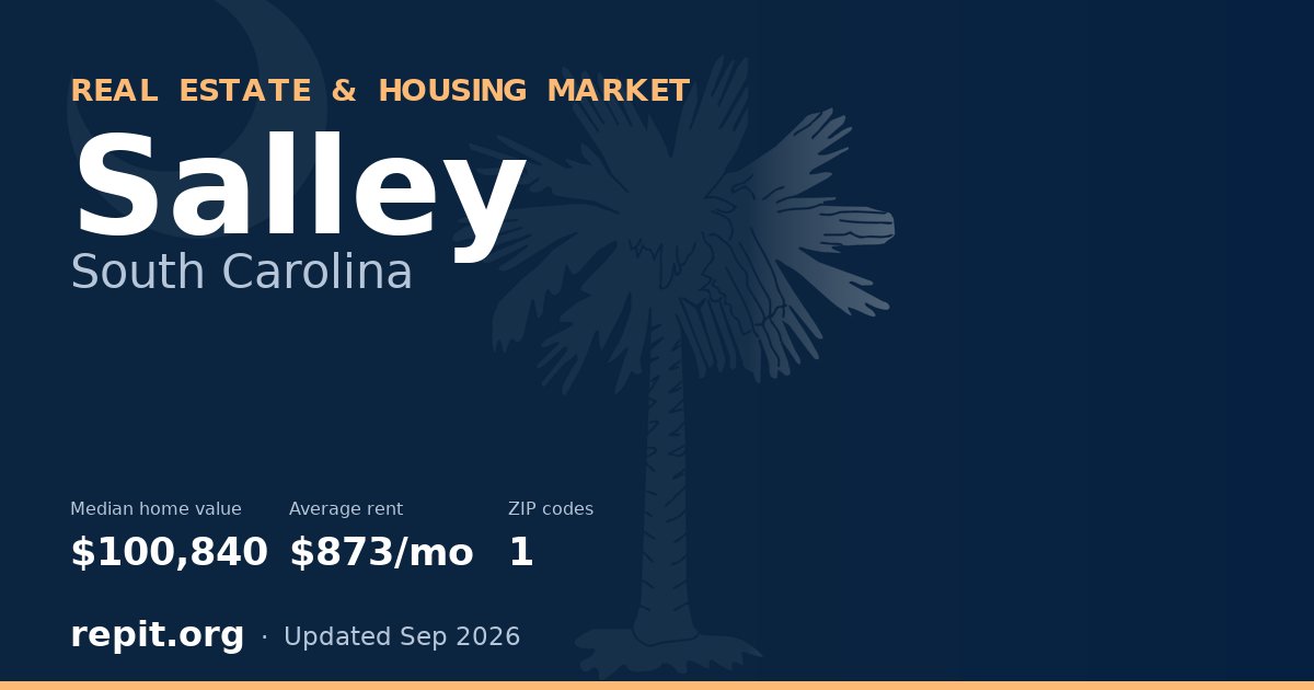 Salley, SC real estate and housing market — median home value $100,840, average rent $873/mo, 1 ZIP code