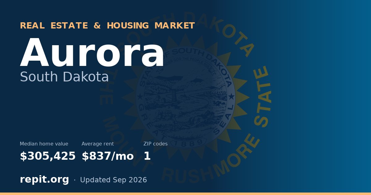 Aurora, SD real estate and housing market — median home value $305,425, average rent $837/mo, 1 ZIP code