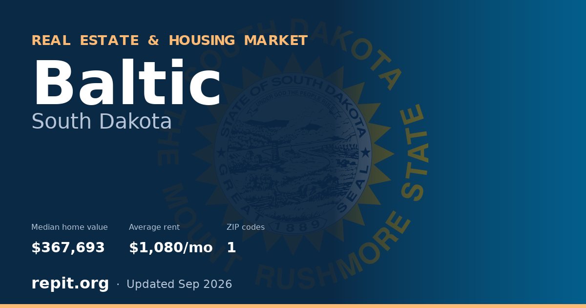 Baltic, SD real estate and housing market — median home value $367,693, average rent $1,080/mo, 1 ZIP code