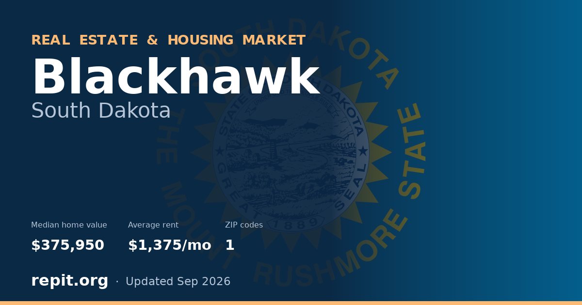 Blackhawk, SD real estate and housing market — median home value $375,950, average rent $1,375/mo, 1 ZIP code