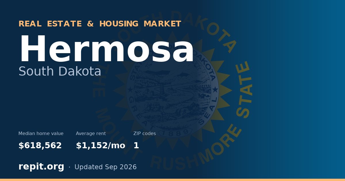 Hermosa, SD real estate and housing market — median home value $618,562, average rent $1,152/mo, 1 ZIP code
