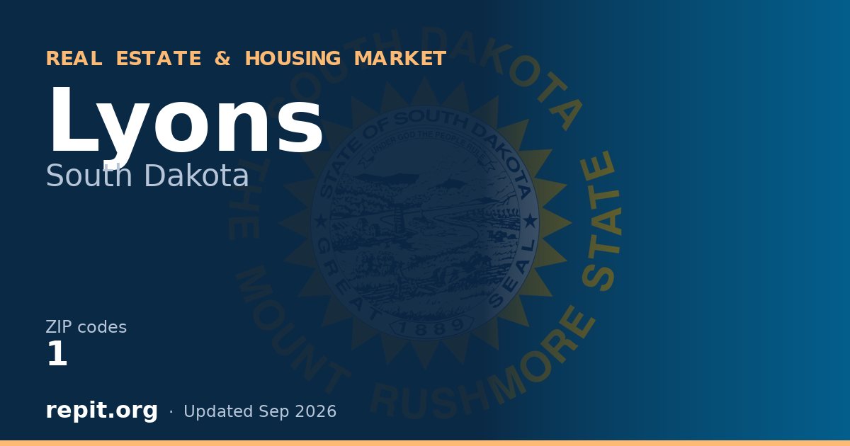 Lyons, SD real estate and housing market — 1 ZIP code
