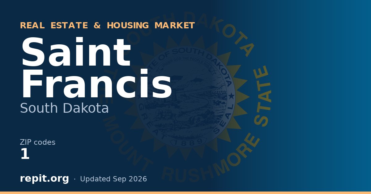 Saint Francis, SD real estate and housing market — 1 ZIP code