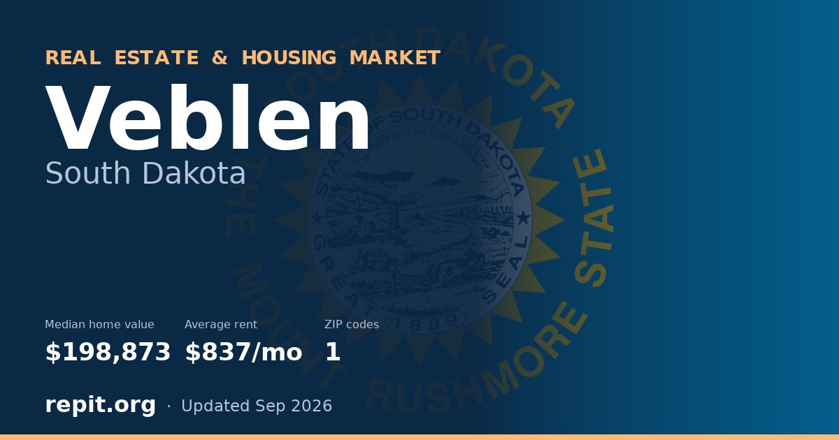 Veblen, SD real estate and housing market — median home value $198,873, average rent $837/mo, 1 ZIP code