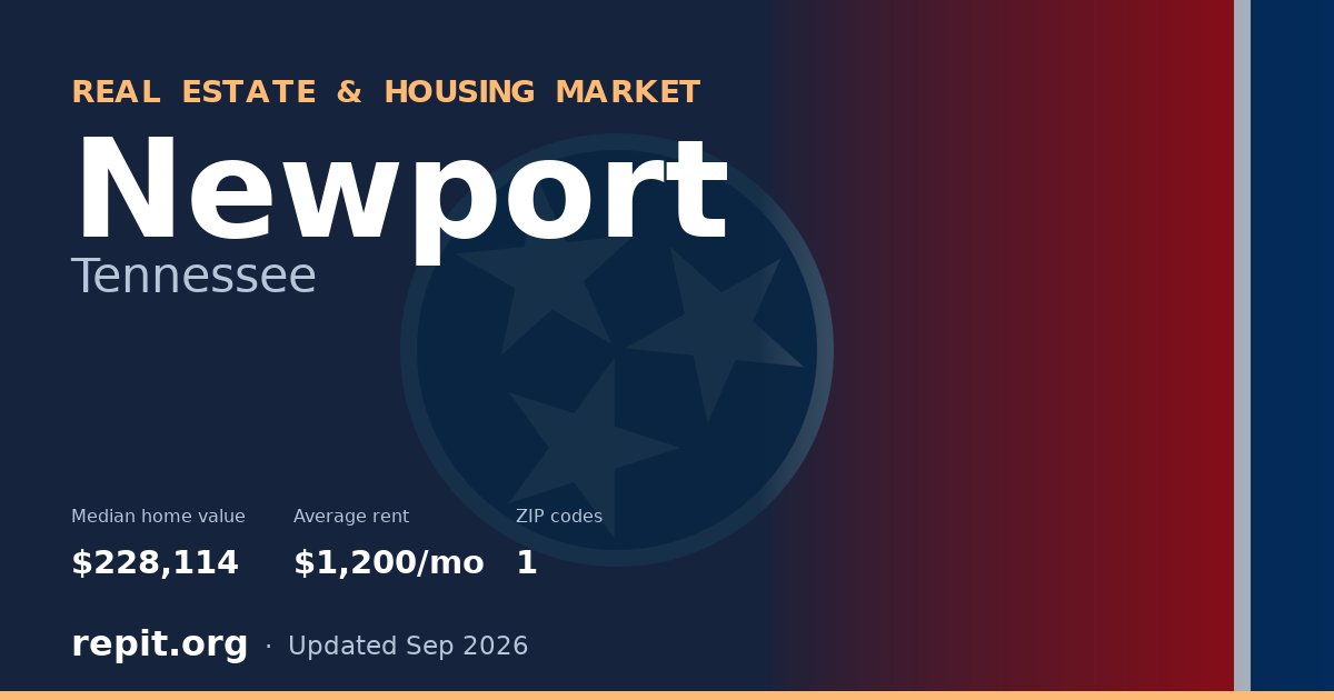 Newport, TN real estate and housing market — median home value $228,114, average rent $1,200/mo, 1 ZIP code