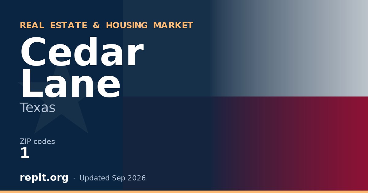 Cedar Lane, TX real estate and housing market — 1 ZIP code