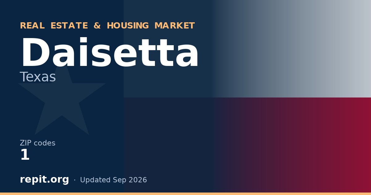 Daisetta, TX real estate and housing market — 1 ZIP code