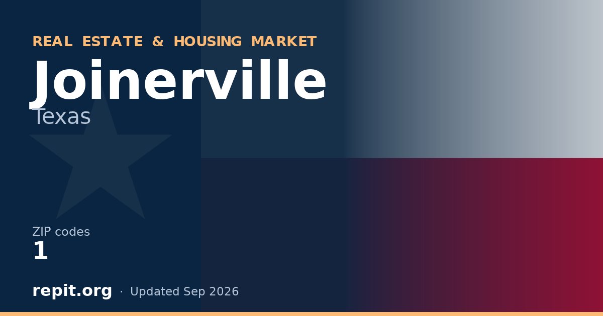 Joinerville, TX real estate and housing market — 1 ZIP code