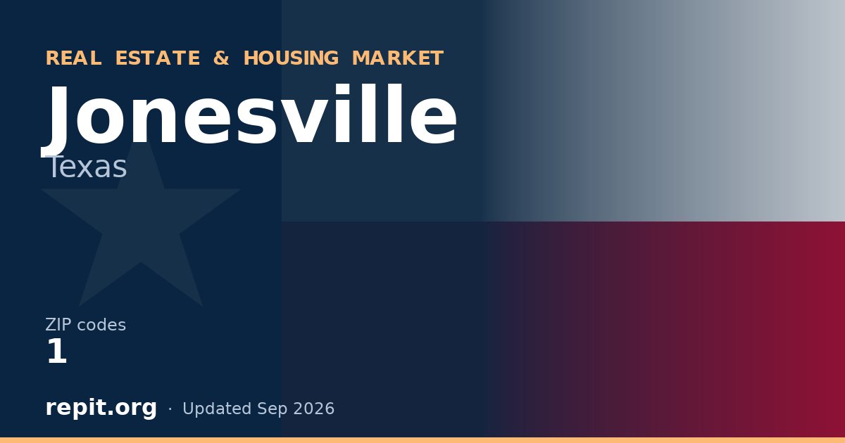 Jonesville, TX real estate and housing market — 1 ZIP code