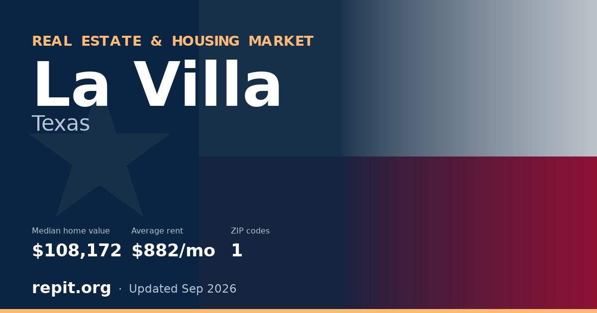 La Villa, TX real estate and housing market — median home value $108,172, average rent $882/mo, 1 ZIP code