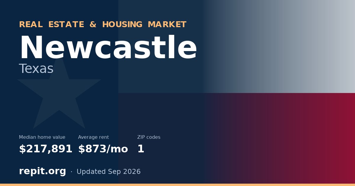Newcastle, TX real estate and housing market — median home value $217,891, average rent $873/mo, 1 ZIP code