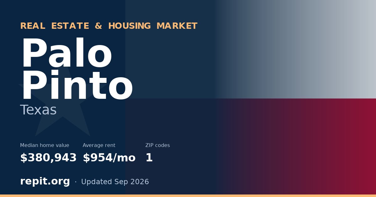 Palo Pinto, TX real estate and housing market — median home value $380,943, average rent $954/mo, 1 ZIP code