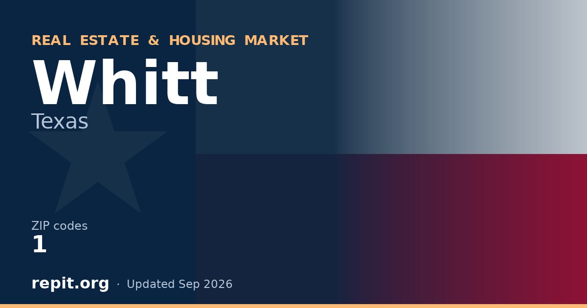 Whitt, TX real estate and housing market — 1 ZIP code