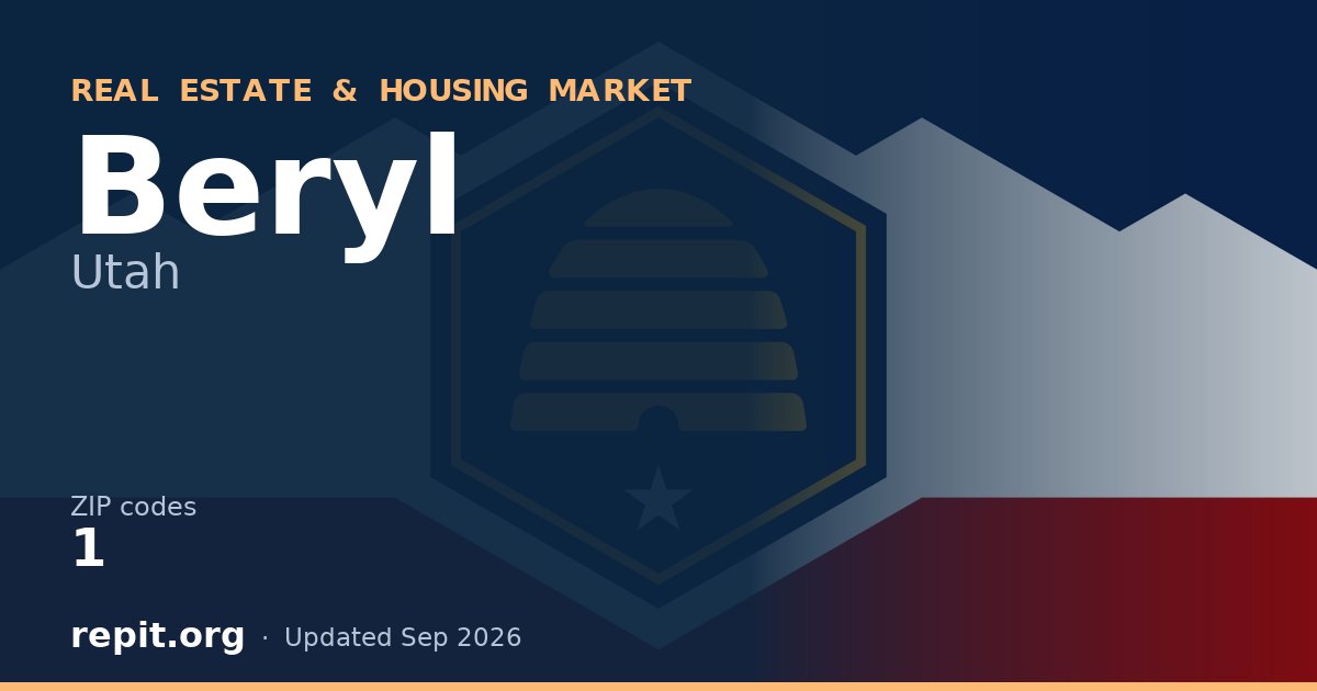 Beryl, UT real estate and housing market — 1 ZIP code
