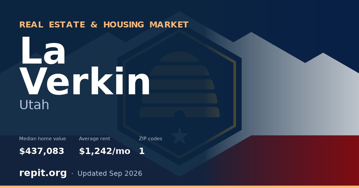La Verkin, UT real estate and housing market — median home value $437,083, average rent $1,242/mo, 1 ZIP code
