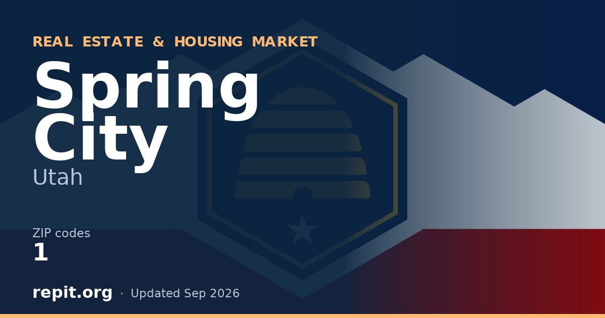 Spring City, UT real estate and housing market — 1 ZIP code