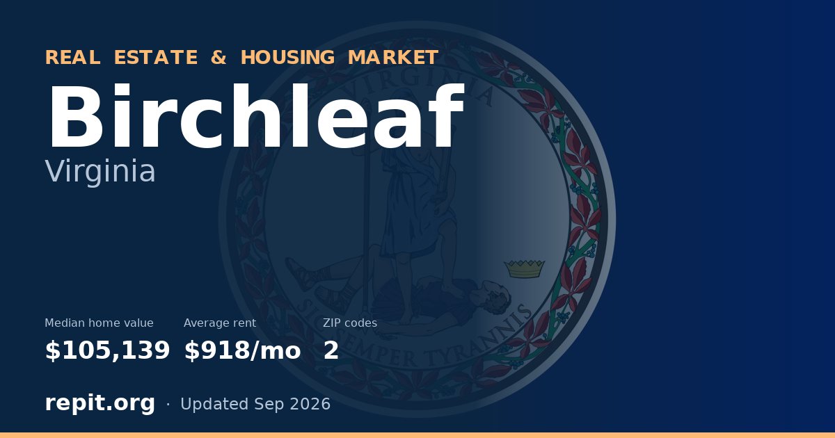 Birchleaf, VA real estate and housing market — median home value $105,139, average rent $918/mo, 2 ZIP codes