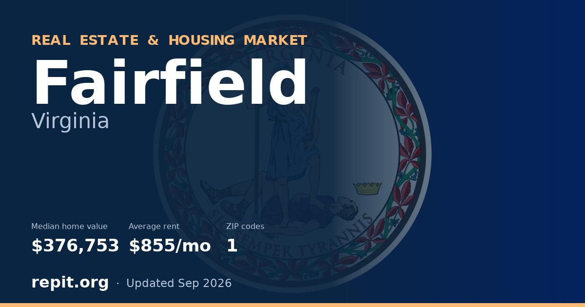 Fairfield, VA real estate and housing market — median home value $376,753, average rent $855/mo, 1 ZIP code