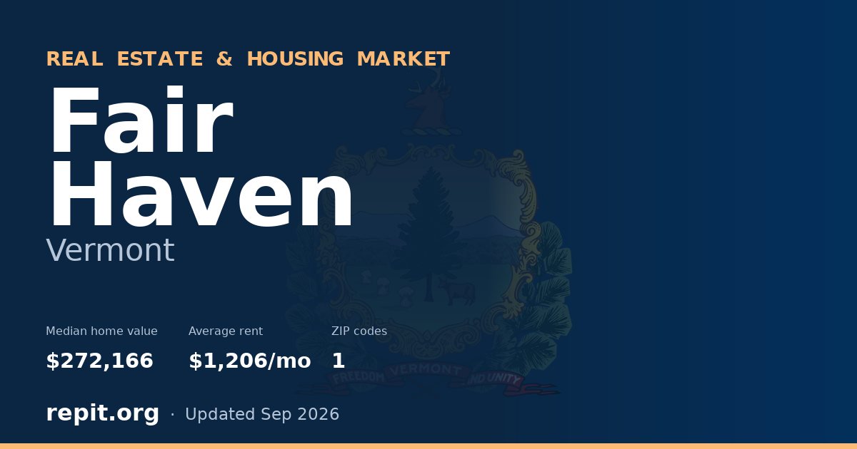 Fair Haven, VT real estate and housing market — median home value $272,166, average rent $1,206/mo, 1 ZIP code