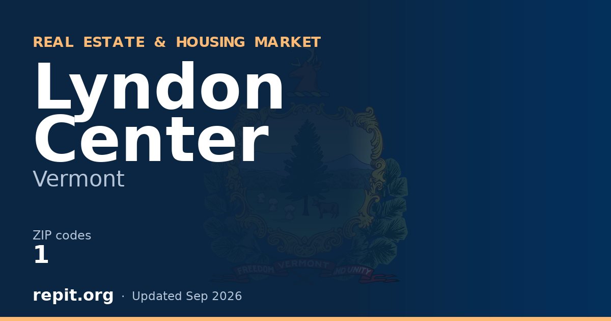 Lyndon Center, VT real estate and housing market — 1 ZIP code